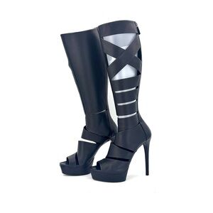 Gucci SS2010 Helena Babylon Cutout Bondage Knee High Platform High Heel Boots 39